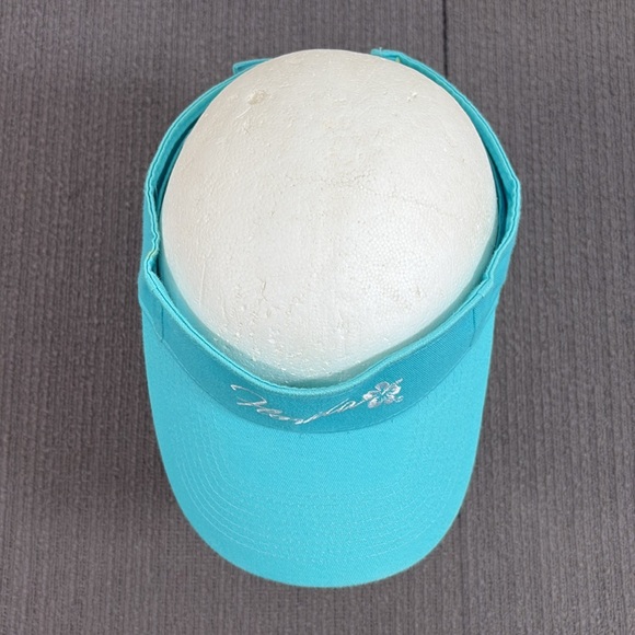 Florida Visor Womens Adjustable Blue White Hibiscus Flower Strapback Shade Shack - Picture 5 of 13